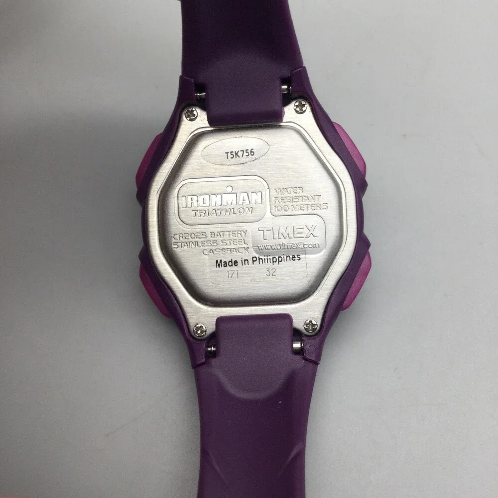 Timex Ironman Triathlon Womens Watch 34mm Digital Purple Indiglo New Battery